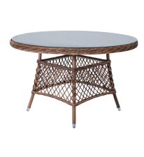 Стол уличный стеклянный Порье из искусственного ротанга